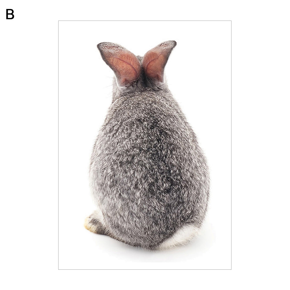 Nordic Gray Rabbit Back Poster Wall Art Painting Picture Kids Room Home Decor