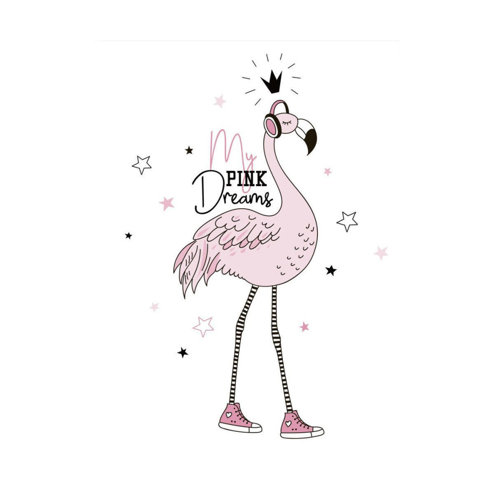 Cartoon Little Girl Flamingo Canvas Printing Unframed Home Kidsroom Wall Decor