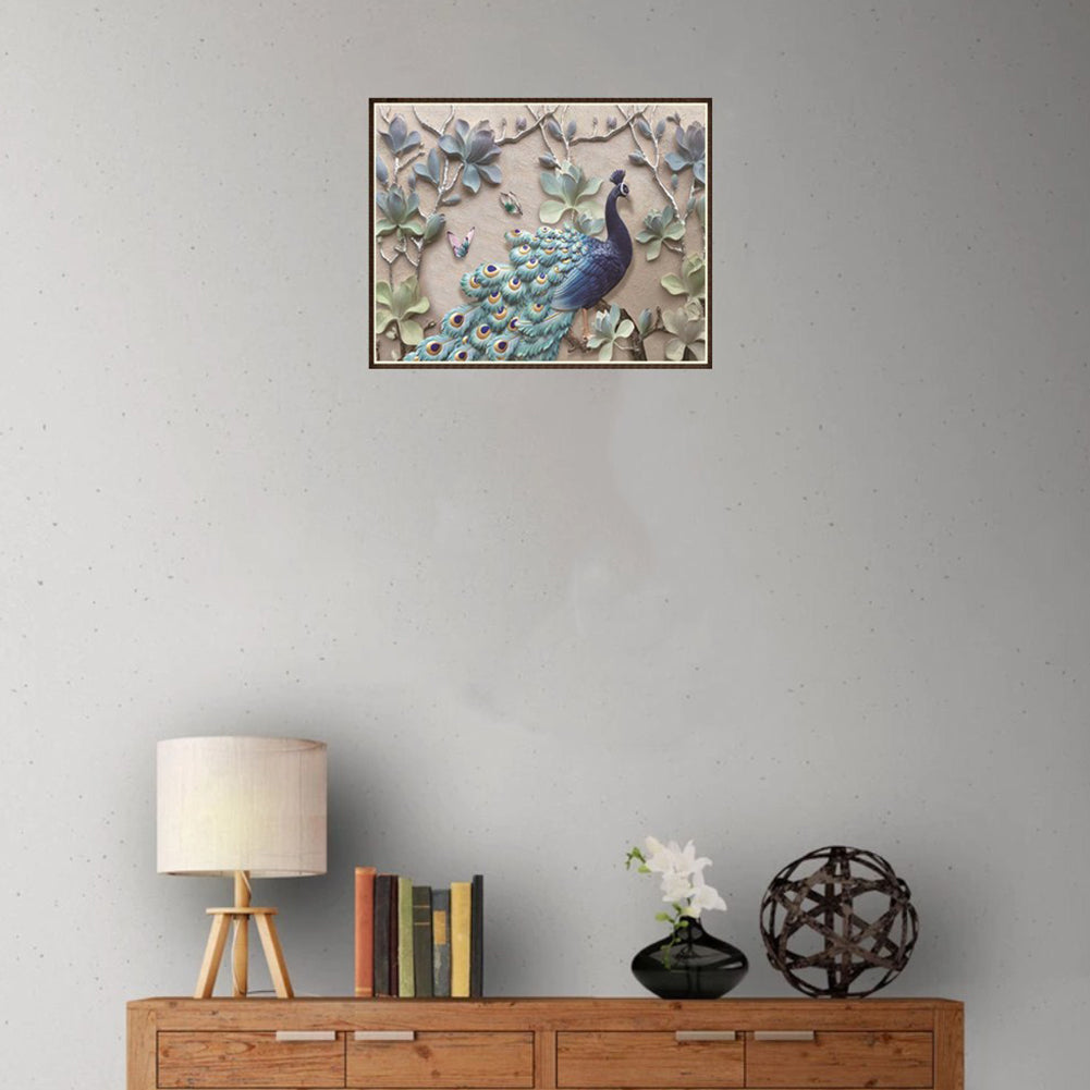Peacock Flower Cat DIY Partial Diamond Painting Modern Cross Stitch Wall Decor