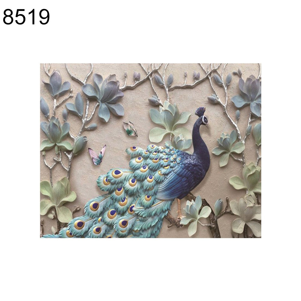 Peacock Flower Cat DIY Partial Diamond Painting Modern Cross Stitch Wall Decor