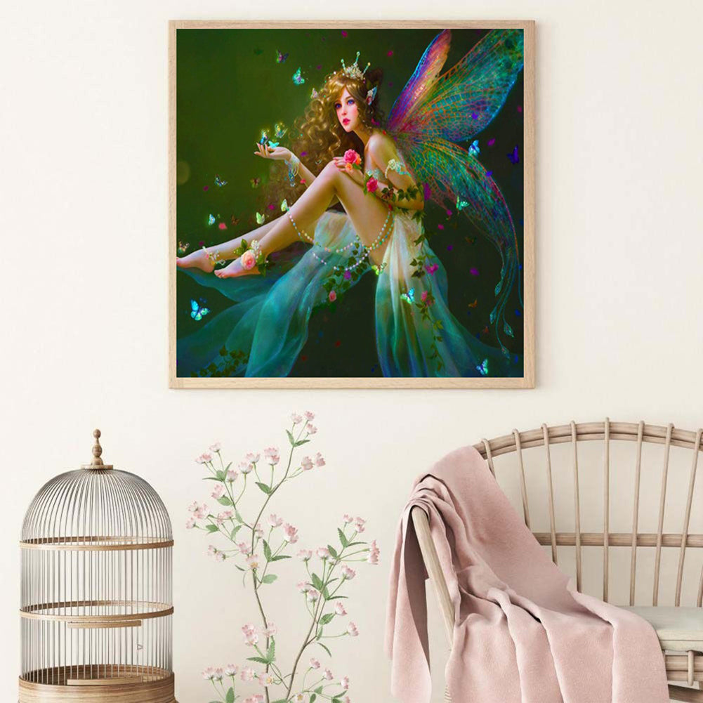 Rhinestone Decoration DIY 5D Diamond Painting Angel Girl Elf Cross Stitch Gift