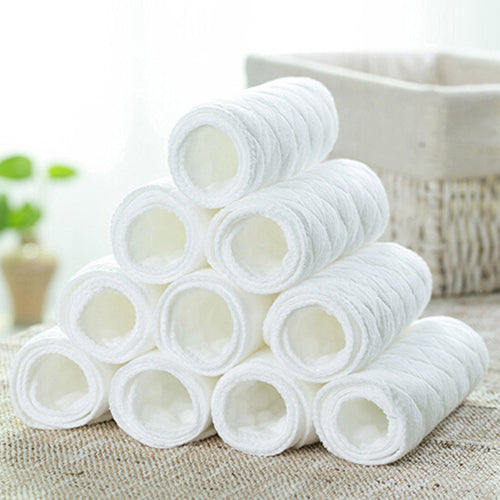 10Pcs Reusable Baby Infant Super Diapers Insert 3 Layers Cotton Nappies Liners