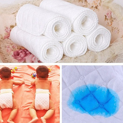 10Pcs Reusable Baby Infant Super Diapers Insert 3 Layers Cotton Nappies Liners