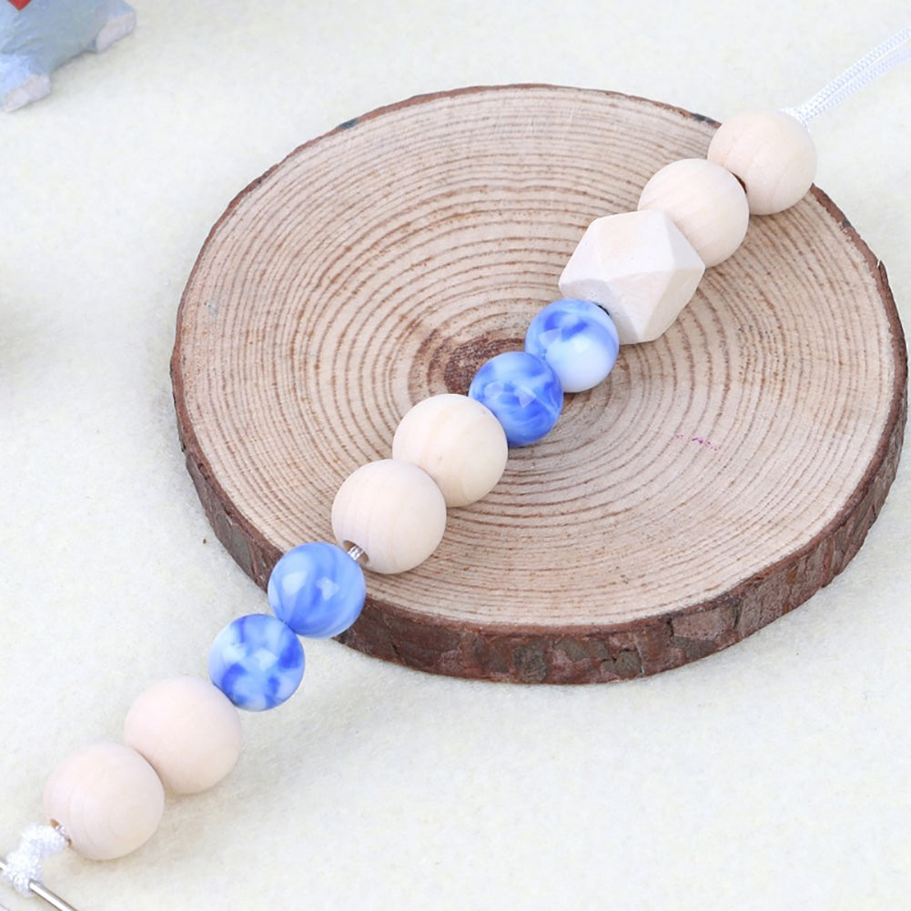 Baby Anti-lost Wooden Bead Pacifier Clip Soother Nipple Dummy Chain Holder Strap