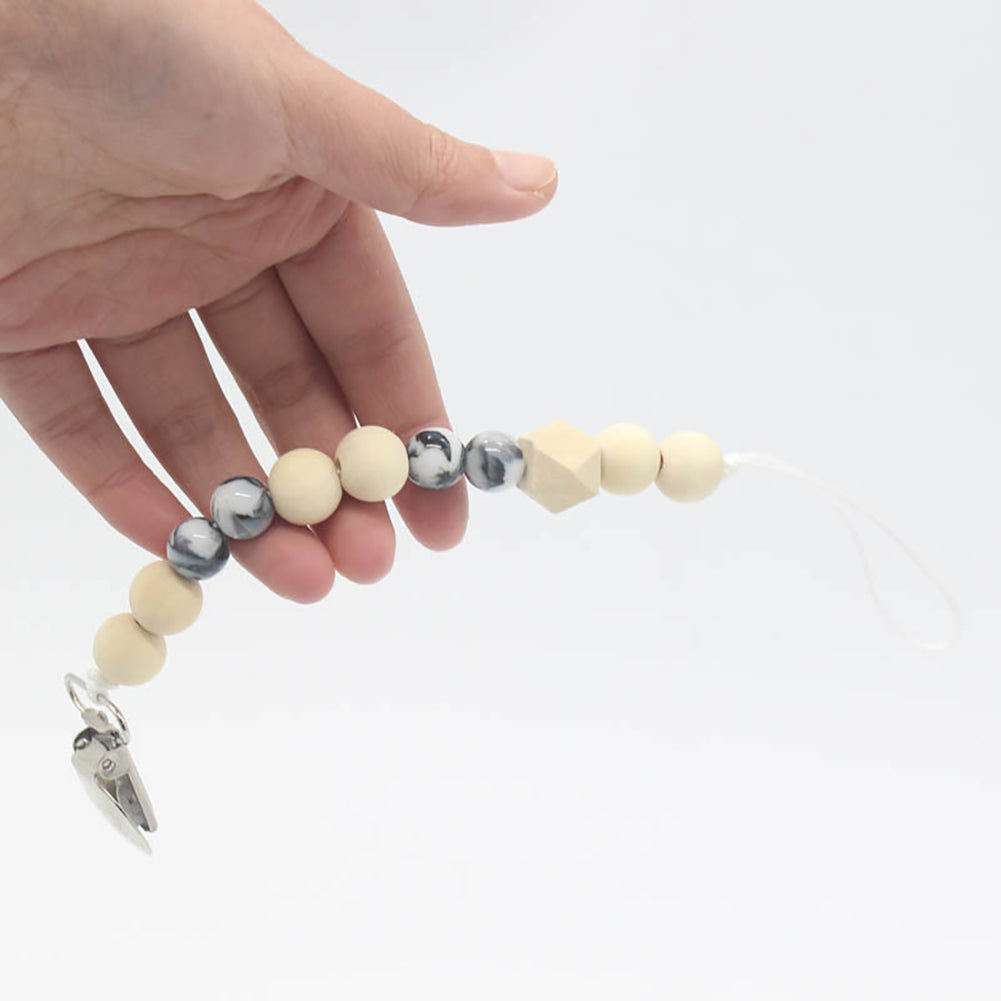 Baby Anti-lost Wooden Bead Pacifier Clip Soother Nipple Dummy Chain Holder Strap