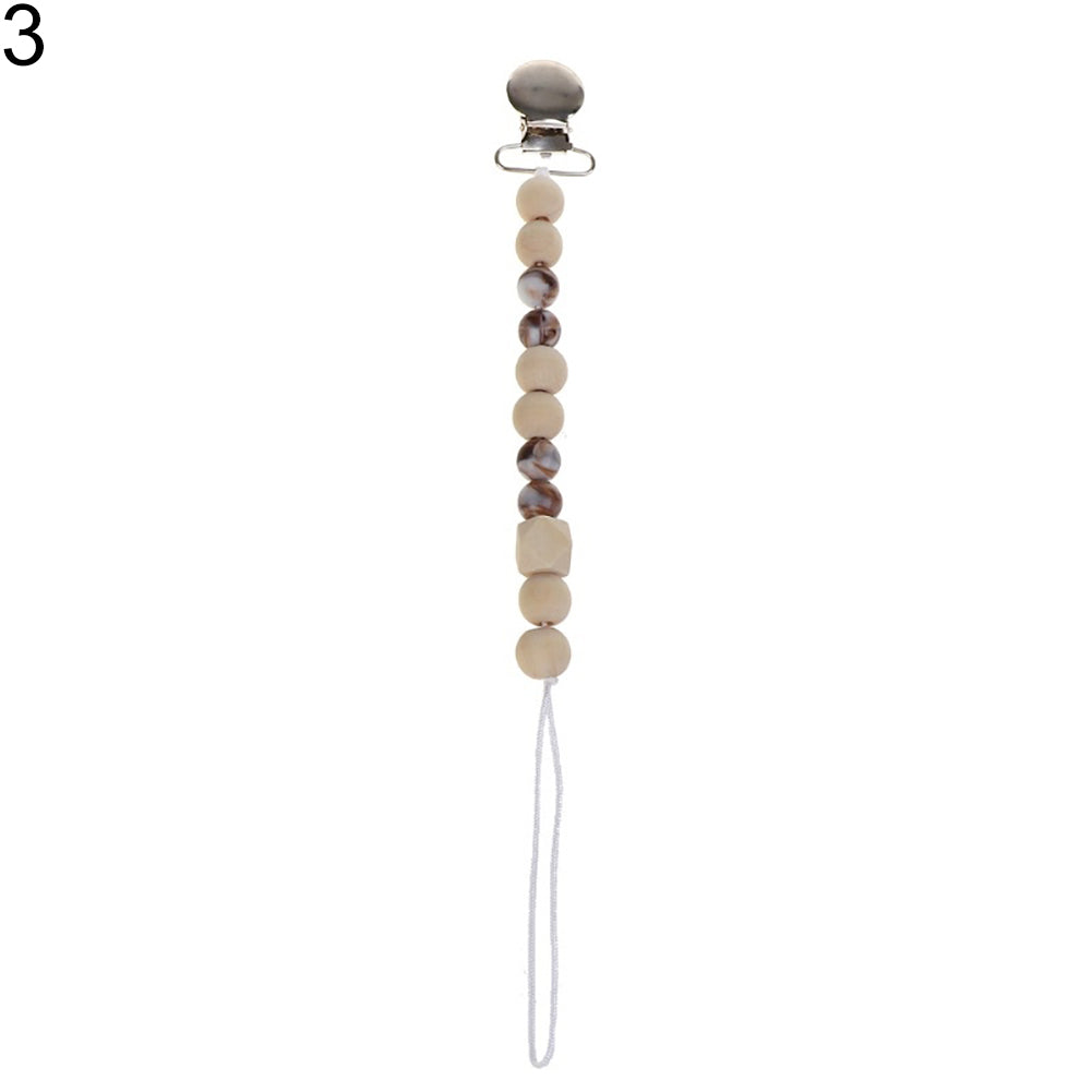 Baby Anti-lost Wooden Bead Pacifier Clip Soother Nipple Dummy Chain Holder Strap