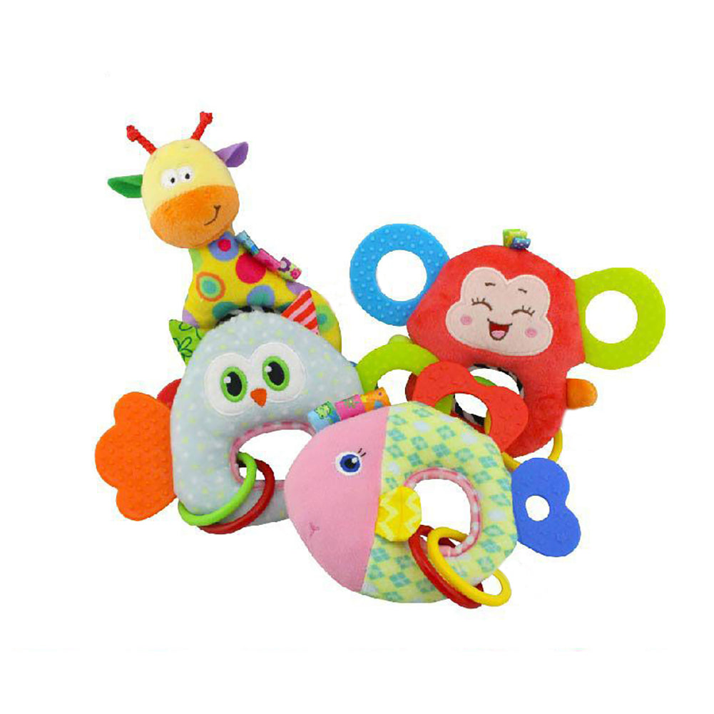 Cute Cartoon Animal Infant Baby Teether Ring Chewing Sound Toy Dental Care