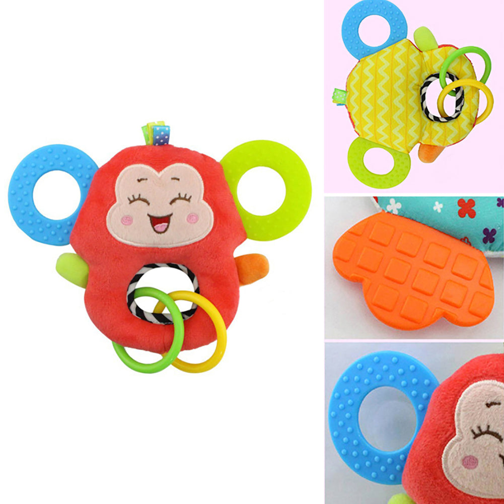 Cute Cartoon Animal Infant Baby Teether Ring Chewing Sound Toy Dental Care