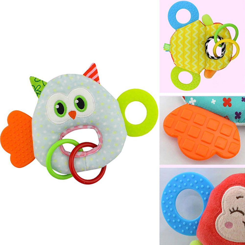 Cute Cartoon Animal Infant Baby Teether Ring Chewing Sound Toy Dental Care