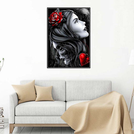 Fashion Craft Decor Girl Skull Cross Stitch Embroidery 5D Diamond Home Decor