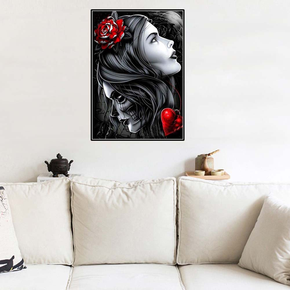 Fashion Craft Decor Girl Skull Cross Stitch Embroidery 5D Diamond Home Decor