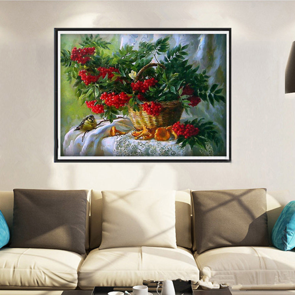 Red Fruits In A Basket Diamond Painting 5D DIY Decorative Wall Cross Stitch Kit