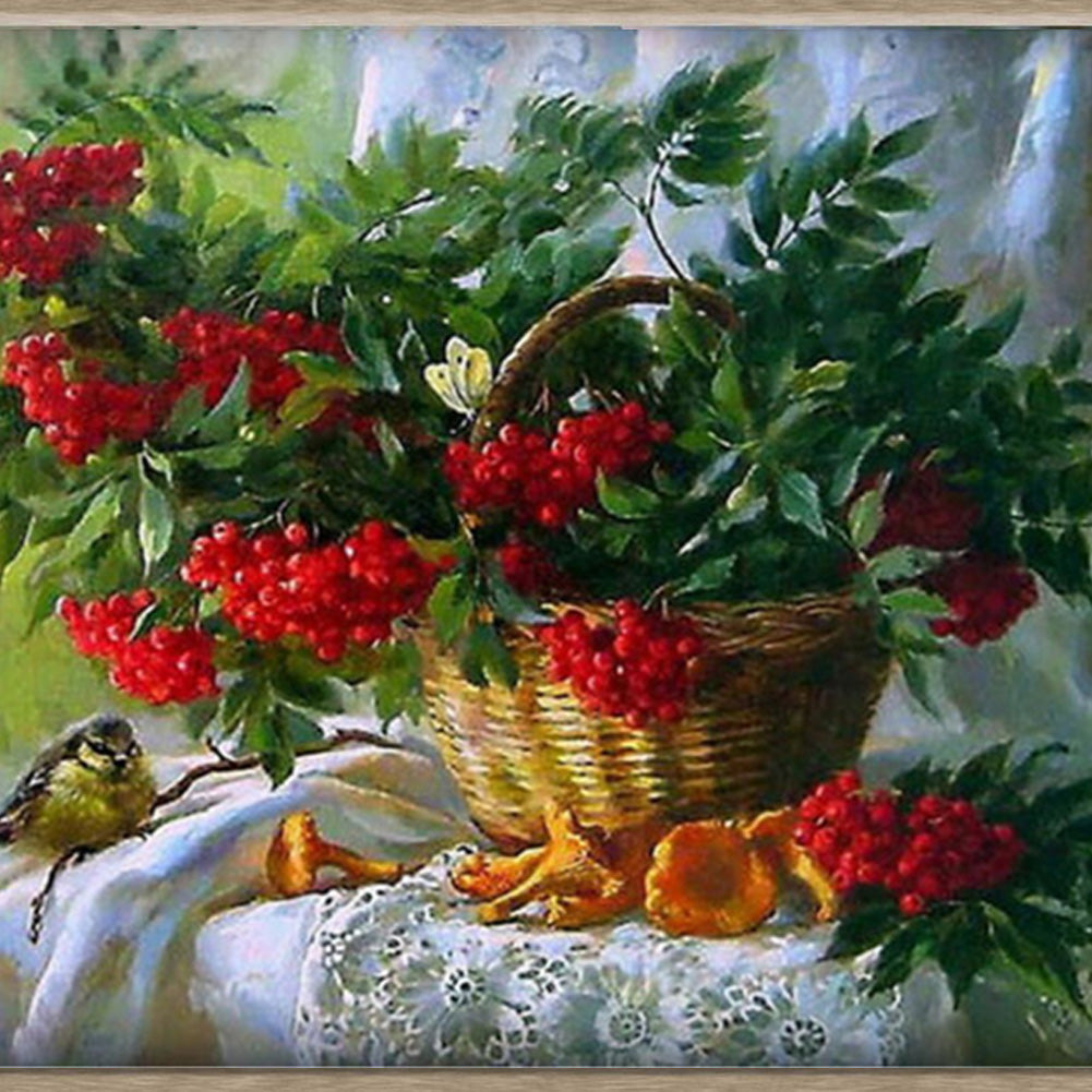 Red Fruits In A Basket Diamond Painting 5D DIY Decorative Wall Cross Stitch Kit