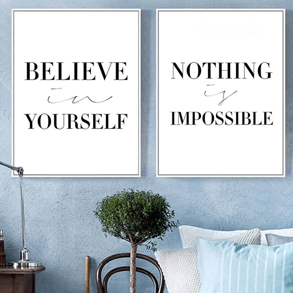 Believe Yourself Inspirational Letters  Art Wall Decoration Painting Picture