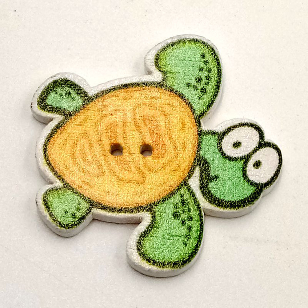 50Pcs Cartoon Sea Marine Animals Fish Crabs Seahorse 2 Holes Sewing Wood Buttons