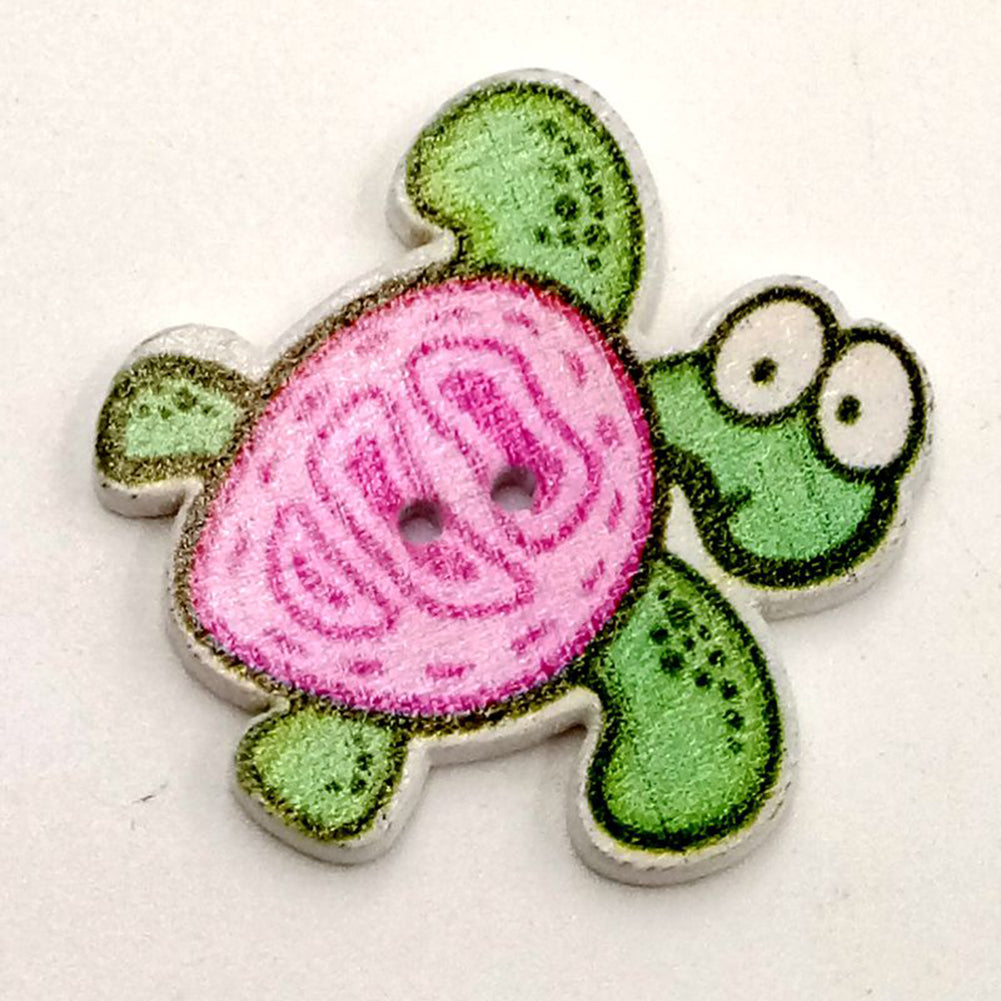 50Pcs Cartoon Sea Marine Animals Fish Crabs Seahorse 2 Holes Sewing Wood Buttons