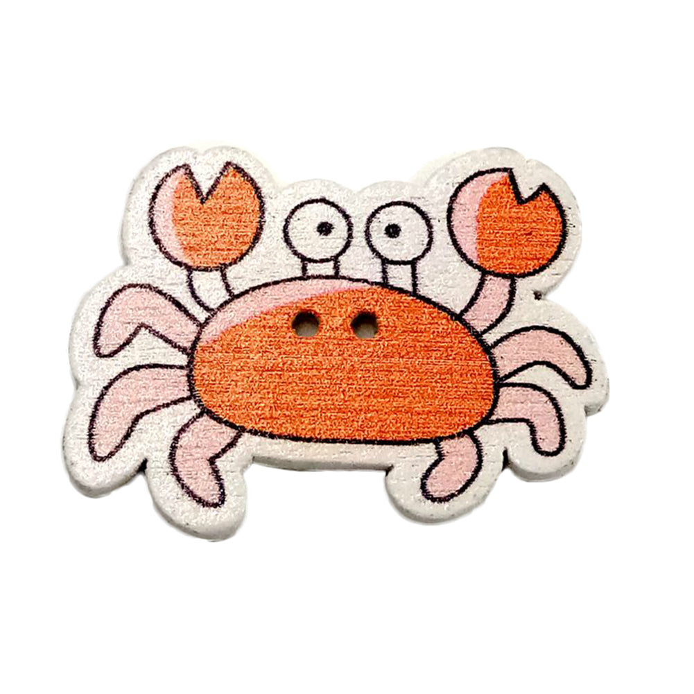 50Pcs Cartoon Sea Marine Animals Fish Crabs Seahorse 2 Holes Sewing Wood Buttons