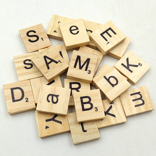 100 Pcs Wooden Alphabet Scrabble English Letters for DIY Crafts Kids Wood Toy