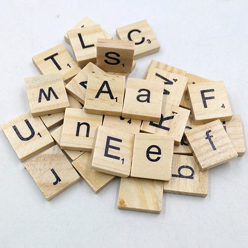 100 Pcs Wooden Alphabet Scrabble English Letters for DIY Crafts Kids Wood Toy