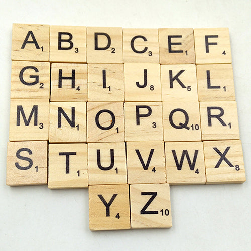 100 Pcs Wooden Alphabet Scrabble English Letters for DIY Crafts Kids Wood Toy