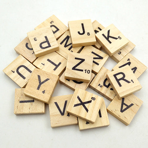 100 Pcs Wooden Alphabet Scrabble English Letters for DIY Crafts Kids Wood Toy