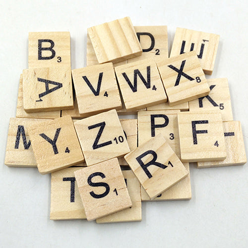 100 Pcs Wooden Alphabet Scrabble English Letters for DIY Crafts Kids Wood Toy