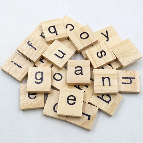 100 Pcs Wooden Alphabet Scrabble English Letters for DIY Crafts Kids Wood Toy