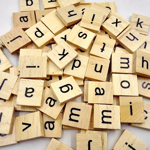 100 Pcs Wooden Alphabet Scrabble English Letters for DIY Crafts Kids Wood Toy