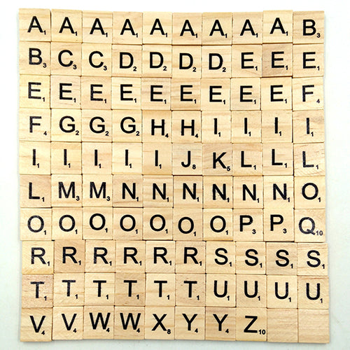 100 Pcs Wooden Alphabet Scrabble English Letters for DIY Crafts Kids Wood Toy