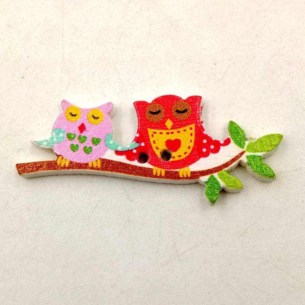 50Pcs Cartoon Animal Shape 2 Holes Wood Buttons Sewing Scrapbook DIY Accessory