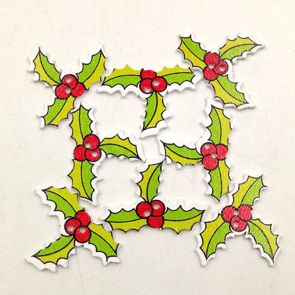 50 Pcs Leaves Shape Three Holes Wooden Buttons DIY Sewing Scrapbooking Accessory