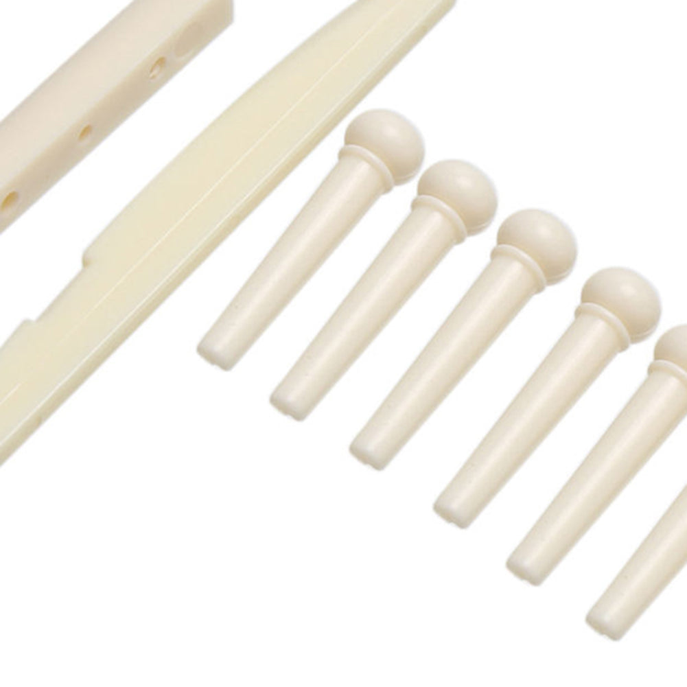 Durable 6-String Acoustic Guitar Bridge Saddle Nut with 6 Pcs Bridge Pins Set