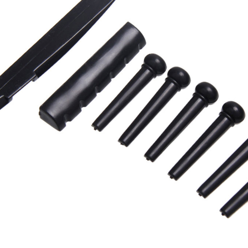 Durable 6-String Acoustic Guitar Bridge Saddle Nut with 6 Pcs Bridge Pins Set