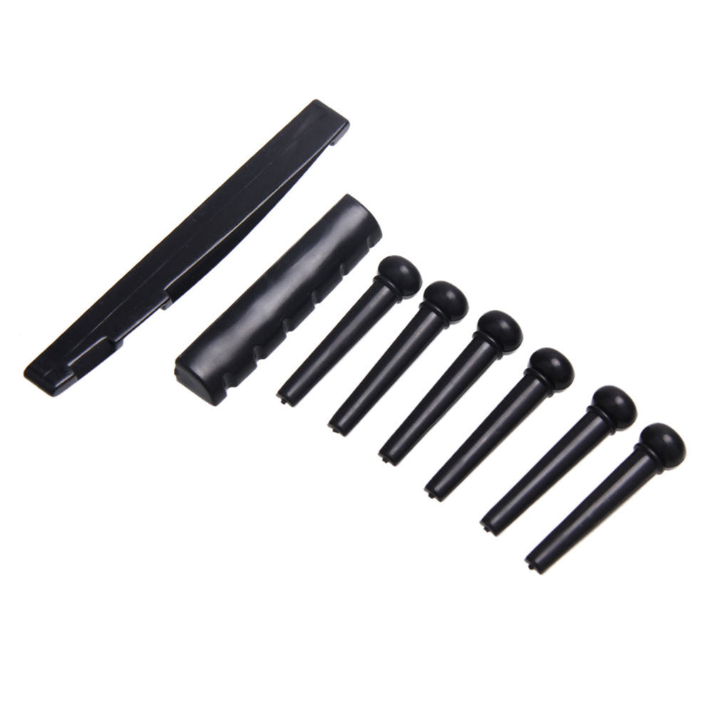 Durable 6-String Acoustic Guitar Bridge Saddle Nut with 6 Pcs Bridge Pins Set