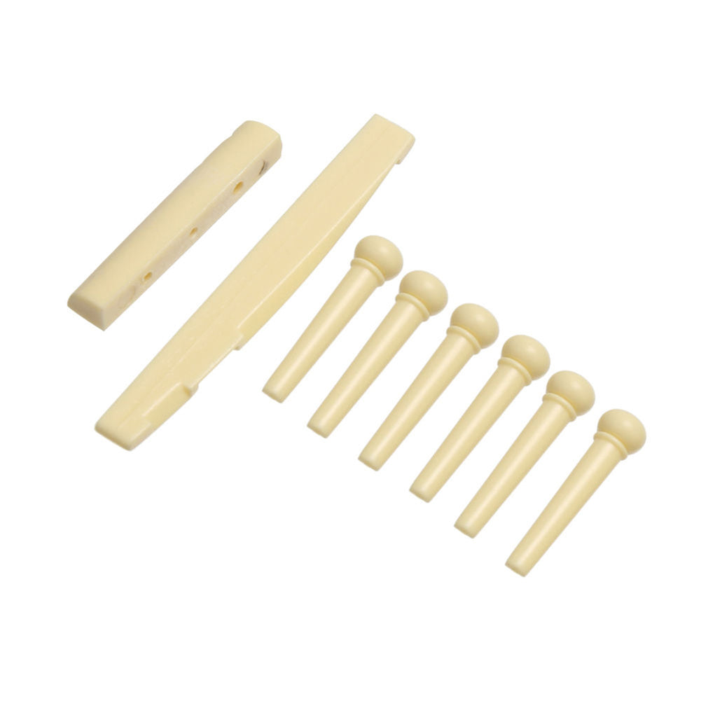 Durable 6-String Acoustic Guitar Bridge Saddle Nut with 6 Pcs Bridge Pins Set