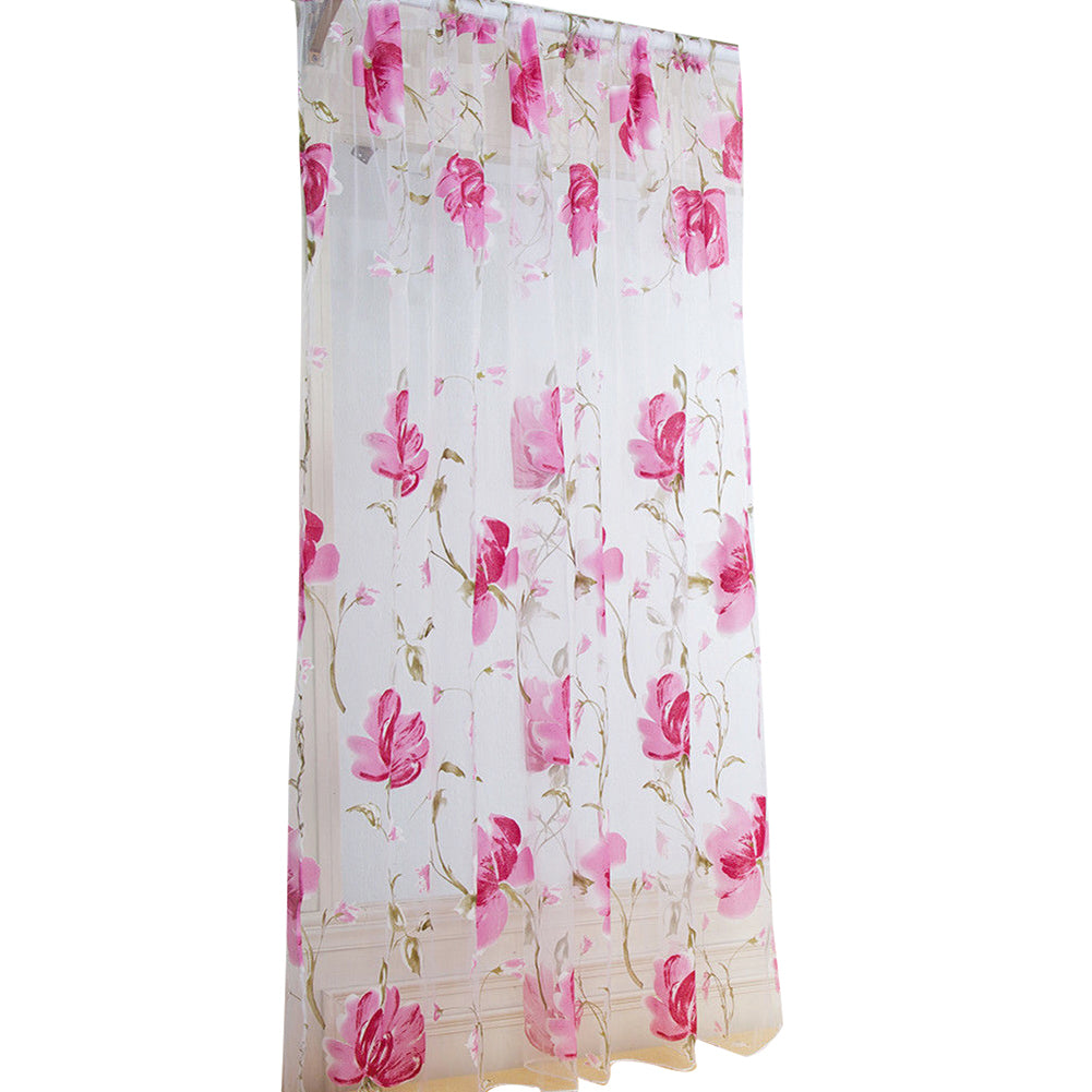 100x200cm Rural Floral Vines Flowers Drape Sheer Curtain Door Window Home Decor