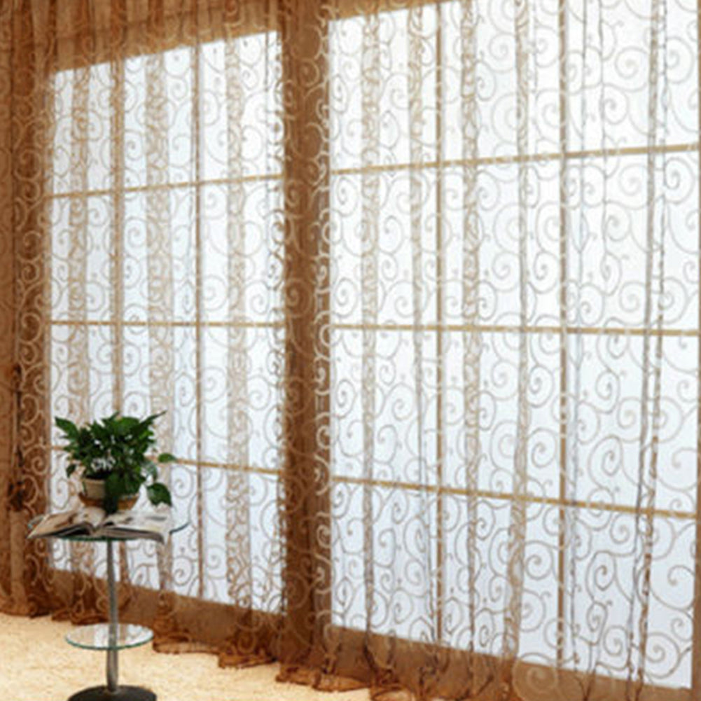 1Pc Romantic Floral Window Curtain Voile Tulle Door Panel Drape Sheer Valance