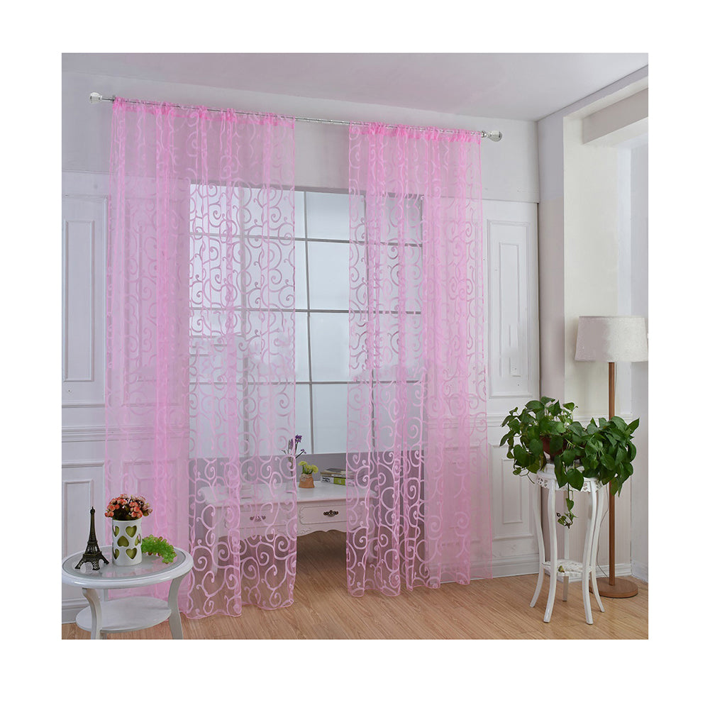 1Pc Romantic Floral Window Curtain Voile Tulle Door Panel Drape Sheer Valance