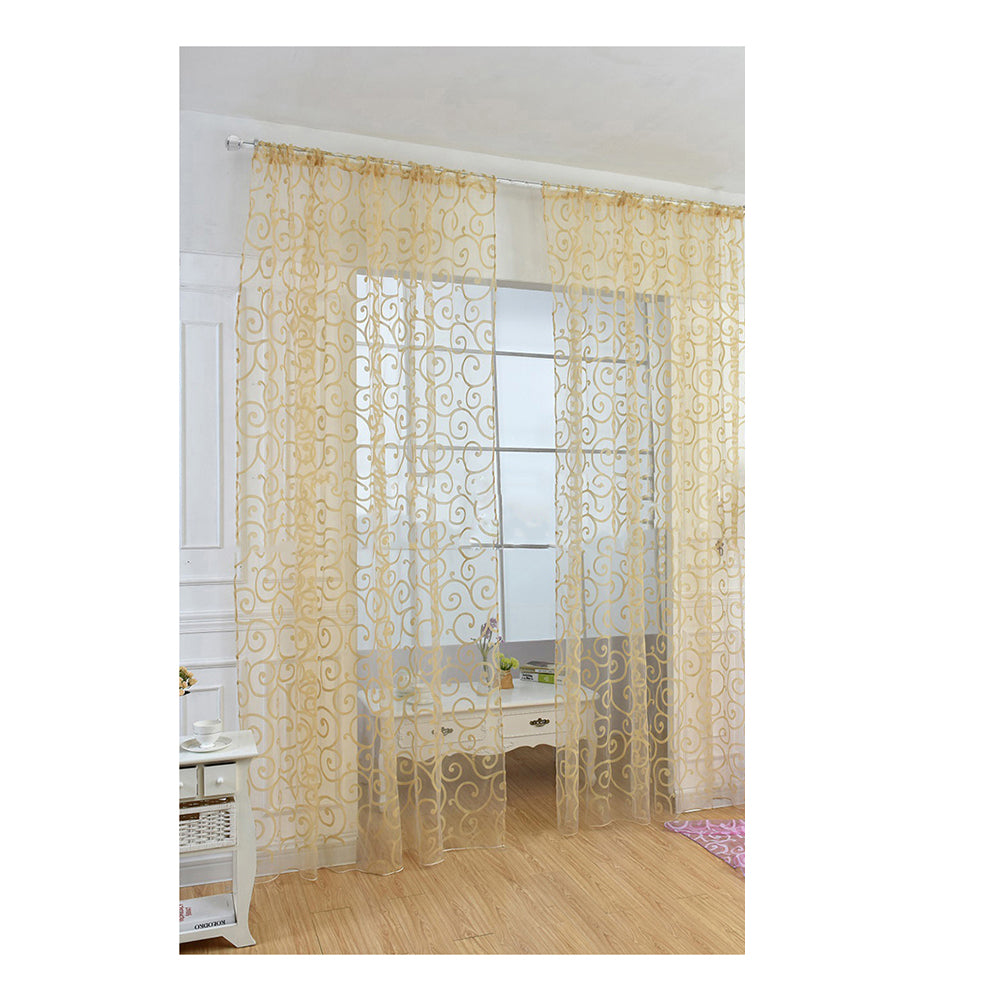 1Pc Romantic Floral Window Curtain Voile Tulle Door Panel Drape Sheer Valance