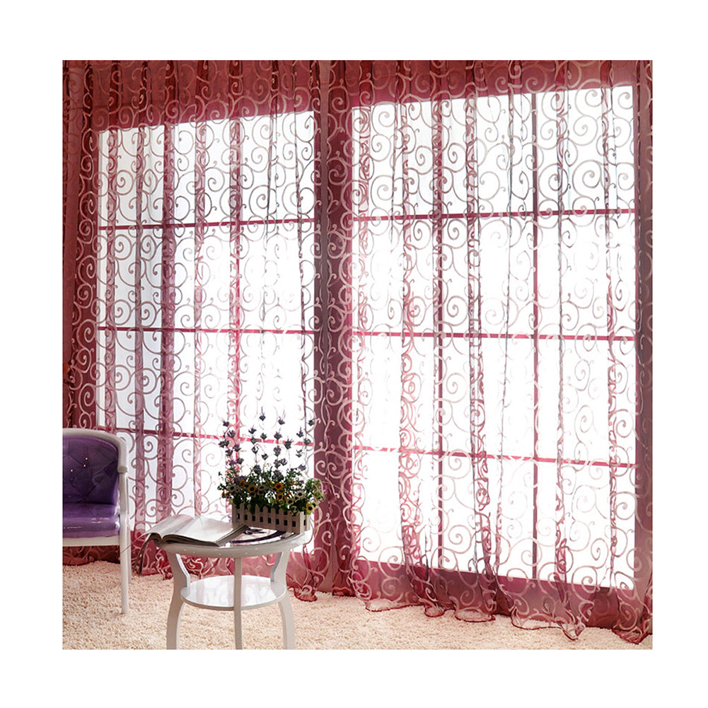 1Pc Romantic Floral Window Curtain Voile Tulle Door Panel Drape Sheer Valance