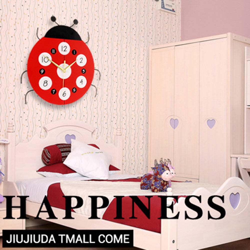 Creative Cartoon Ladybug Shape Wall Clock Kids Bedroom Living Room Home Decor
