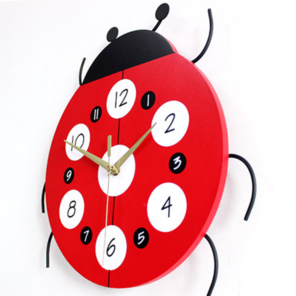 Creative Cartoon Ladybug Shape Wall Clock Kids Bedroom Living Room Home Decor