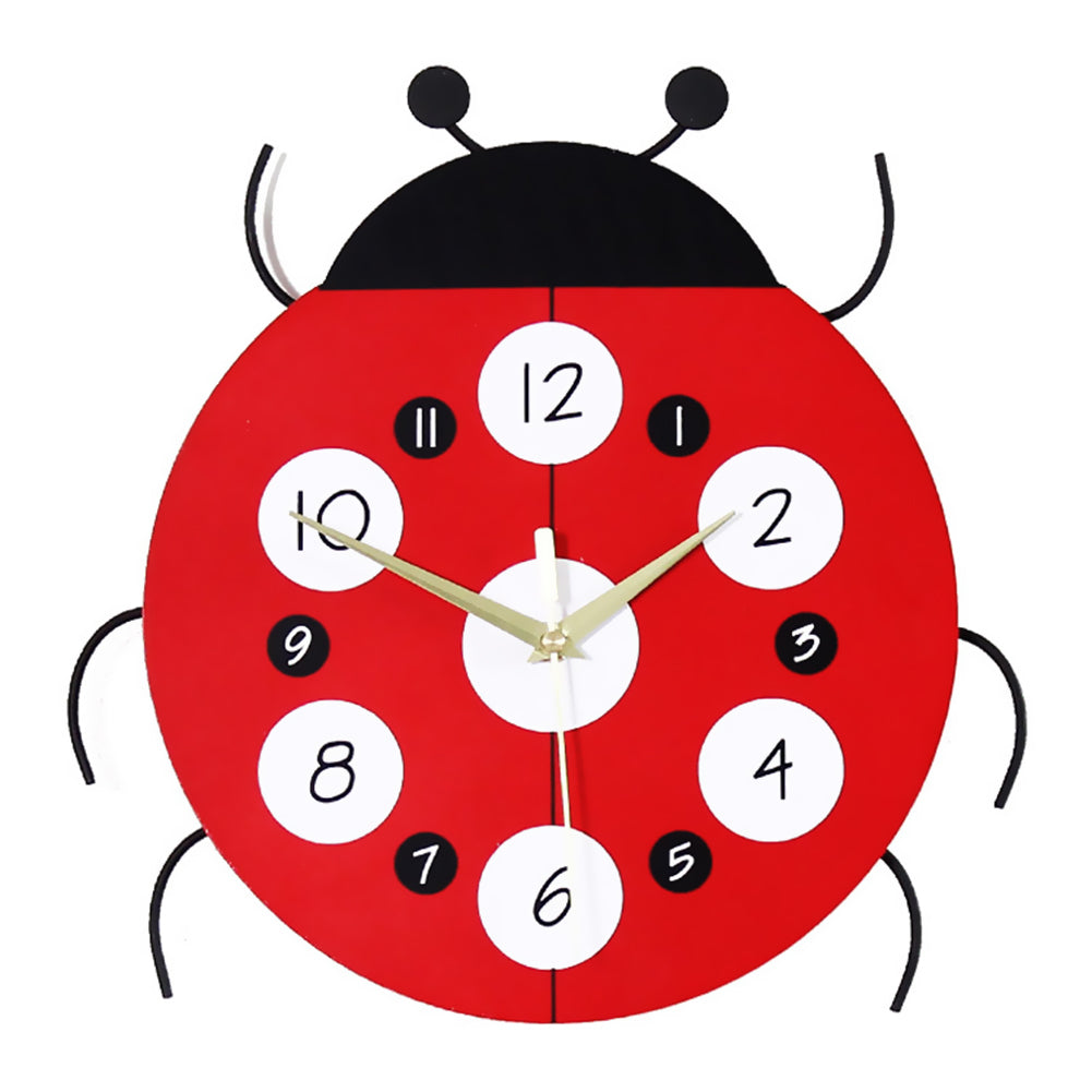 Creative Cartoon Ladybug Shape Wall Clock Kids Bedroom Living Room Home Decor