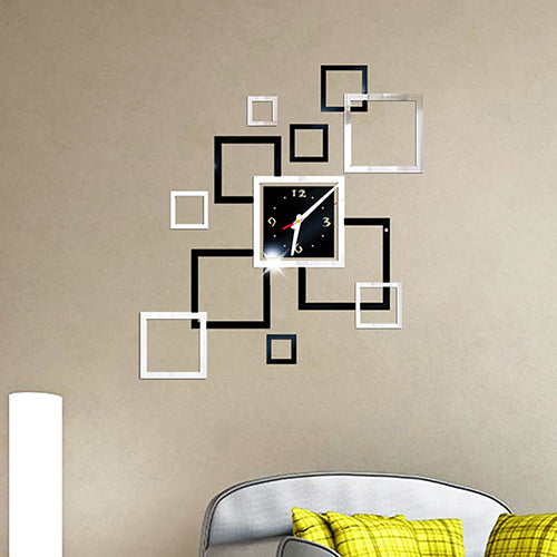 Modern Frameless 3D Acrylic Mirror Surface Wall Clock Sticker DIY Home Decor