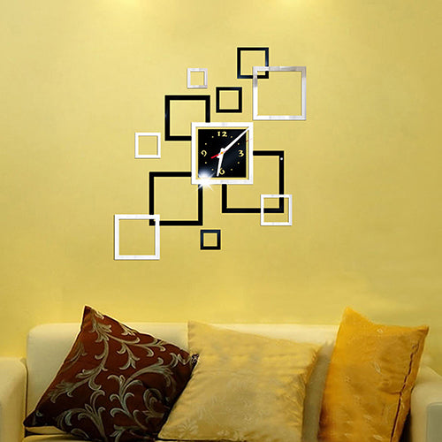 Modern Frameless 3D Acrylic Mirror Surface Wall Clock Sticker DIY Home Decor