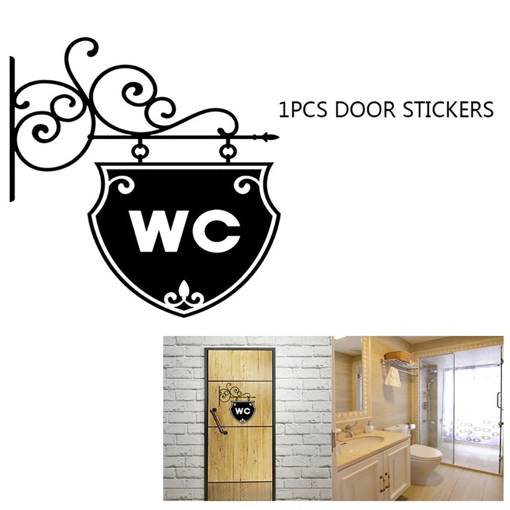 Fashion WC Toilet Sign Bathroom Door Wall Sticker Doorplate Decal Home Decor