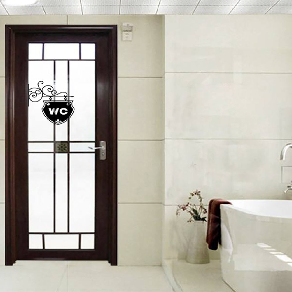 Fashion WC Toilet Sign Bathroom Door Wall Sticker Doorplate Decal Home Decor