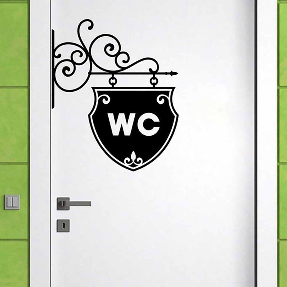 Fashion WC Toilet Sign Bathroom Door Wall Sticker Doorplate Decal Home Decor