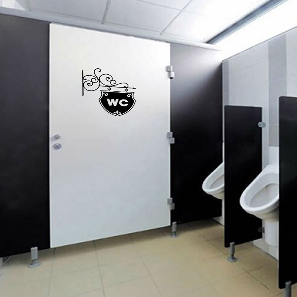 Fashion WC Toilet Sign Bathroom Door Wall Sticker Doorplate Decal Home Decor