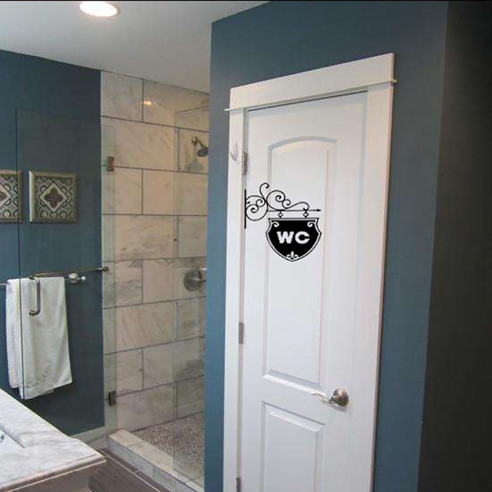 Fashion WC Toilet Sign Bathroom Door Wall Sticker Doorplate Decal Home Decor